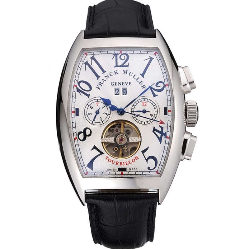 Franck Muller Casablanca Schwarz Croco Lederband Tourbillon 80282